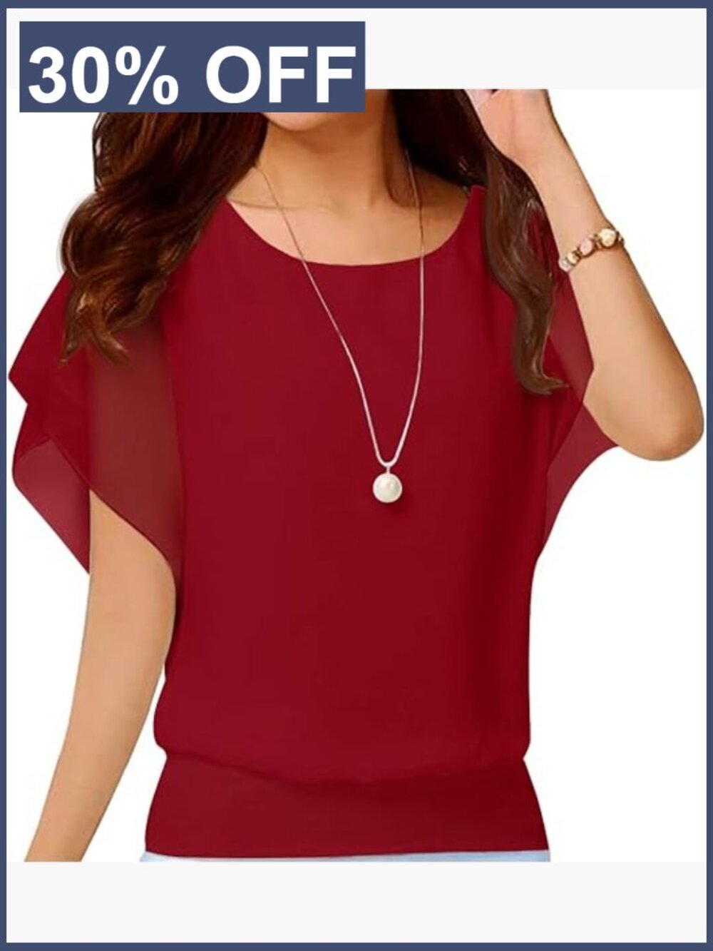 Loose Casual Short Sleeve Chiffon Blouse Tunic Top